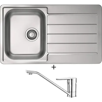 Nerezový dřez Nerezový dřez SET Alveus LINE 20 tkaná struktura + Deante CORIO BFC 060M chrom