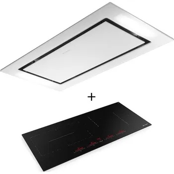 Digestoř SET FABER HEAVEN GLASS 2.0 WH KL A90 + FABER FCH SLIM 94 BK KL