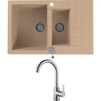 Granitový dřez Granitový dřez SET Alveus CADIT 70 beige 55 + Alveus TONIA chrom