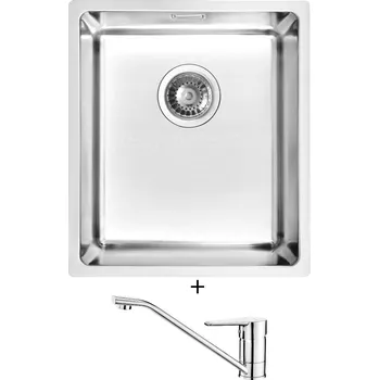 Granitový dřez Dřez pod desku SET Alveus KOMBINO 20 U nerez + Deante CORIO BFC 060M chrom