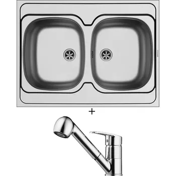 Nerezový dřez SET Pyramis INTERNATIONAL (80x60) 2B nerez + Pyramis FIDO chrom