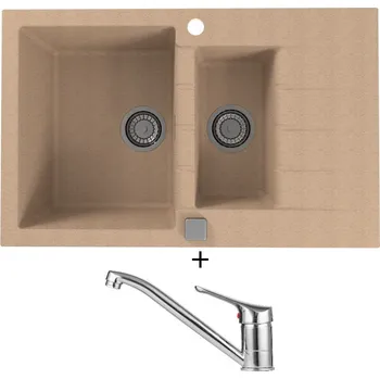 Granitový dřez Granitový dřez SET Alveus CADIT 70 beige 55 + Alveus RIVIERA X chrom