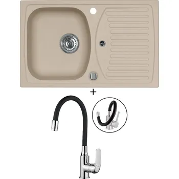 Granitový dřez Granitový dřez SET Alveus RECORD 30 beige 55 + Kuchinox ELZA BKE 761 chrom/černá