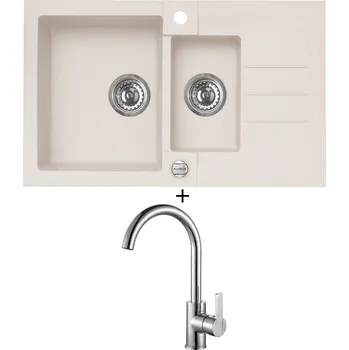 Granitový dřez Granitový dřez SET Alveus ROCK 70 white 11 + Alveus TONIA chrom