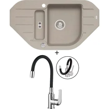 Granitový dřez Granitový dřez SET Alveus NIAGARA 60 pebble 02 + Kuchinox ELZA BKE 761 chrom/černá