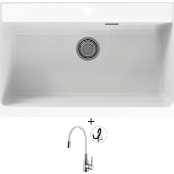 Granitový dřez Granitový dřez SET Alveus ATROX 40 white 11 + Alveus MINTAS chrom/bílá