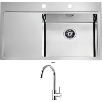 Nerezový dřez Nerezový dřez SET Alveus PURE 50 nerez odkap vlevo + Alveus ROXA chrom