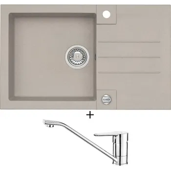 Granitový dřez Granitový dřez SET Alveus ROCK 130 pebble 02 + Deante CORIO BFC 060M chrom