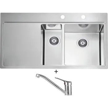 Nerezový dřez Nerezový dřez SET Alveus PURE 60 nerez odkap vlevo + Alveus RIVIERA X chrom