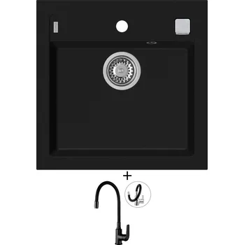Granitový dřez Granitový dřez SET Alveus FORMIC 20 černá matná + Kuchinox ELZA BKE B61D černá matná
