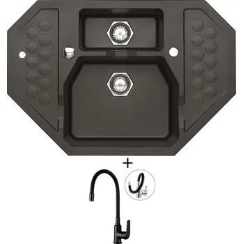 Granitový dřez Granitový dřez SET Alveus SENSUAL 60 twilight 05 + Kuchinox ELZA BKE B61D černá matná