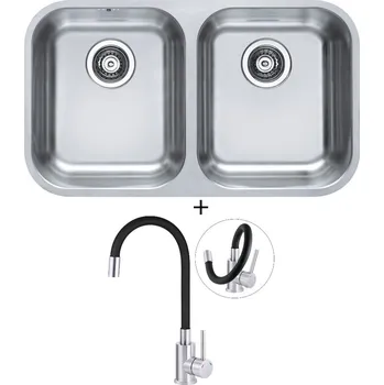 Nerezový dřez Dřez pod desku SET Alveus DUO 30 nerez + Deante NEO LUNO BOC B720 nerez