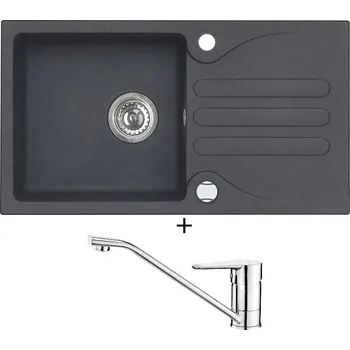 Granitový dřez Granitový dřez SET Alveus GALAPAGOS 30 black 91 + Deante CORIO BFC 060M chrom