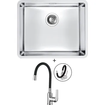 Granitový dřez Dřez pod desku SET Alveus KOMBINO 50 U nerez + Kuchinox ELZA BKE 761 chrom/černá