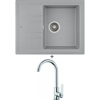 Granitový dřez Granitový dřez SET Teka STONE 45 S-TG 1B 1D hliníkově šedá + Teka IN 915 CR chrom