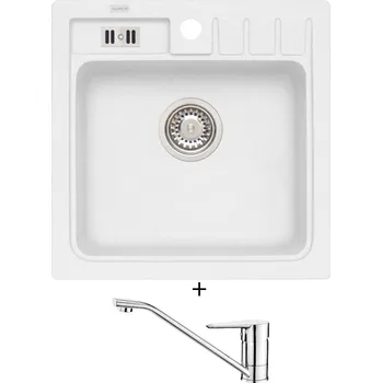 Granitový dřez Granitový dřez SET Alveus NIAGARA 20 white 11 + Deante CORIO BFC 060M chrom