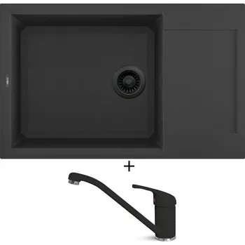 Granitový dřez Granitový dřez SET Elleci EASY 310 černá edice + Elleci MINERVA G40 full black