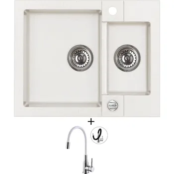 Granitový dřez Granitový dřez SET Alveus ROCK 80 white 11 + Alveus MINTAS chrom/bílá