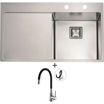 Nerezový dřez Nerezový dřez SET Alveus STYLUX 50 FS nerez odkap vlevo + Alveus MINTAS chrom/černá
