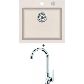 Granitový dřez SET Teka CLIVO 50 S-TQ 1B topaz + Teka IN 915 CR chrom