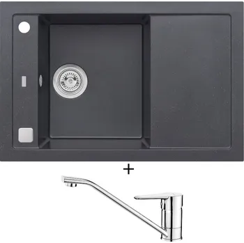 Granitový dřez Granitový dřez SET Alveus FORMIC 30 black 91 + Deante CORIO BFC 060M chrom