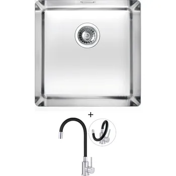 Granitový dřez Dřez pod desku SET Alveus KOMBINO 30 U nerez + Deante NEO LUNO BOC B720 nerez