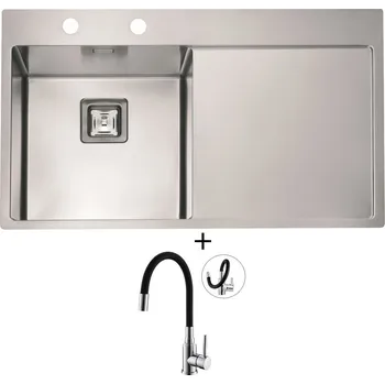 Nerezový dřez Nerezový dřez SET Alveus STYLUX 50 FS nerez odkap vpravo + Alveus MINTAS chrom/černá