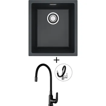 Granitový dřez Dřez pod desku SET Alveus OMNI 10 black 91 + Kuchinox ELZA BKE B61D černá matná