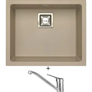 Granitový dřez Dřez pod desku SET Alveus QUADRIX 50 U pebble 02 + Alveus RIVIERA X chrom