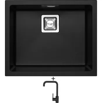 Granitový dřez Dřez pod desku SET Alveus QUADRIX 50 U černá matná + Alveus OZ černá matná