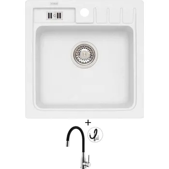 Granitový dřez Granitový dřez SET Alveus NIAGARA 20 white 11 + Alveus MINTAS chrom/černá