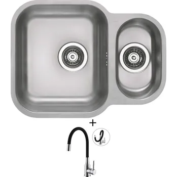 Granitový dřez Dřez pod desku SET Alveus DUO 70 nerez + Alveus MINTAS chrom/černá