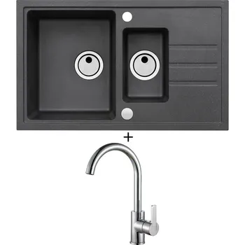 Granitový dřez Granitový dřez SET Alveus INTERMEZZO 70 black 91 + Alveus TONIA chrom