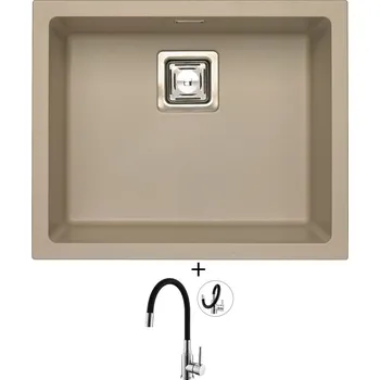 Granitový dřez Dřez pod desku SET Alveus QUADRIX 50 U pebble 02 + Alveus MINTAS chrom/černá