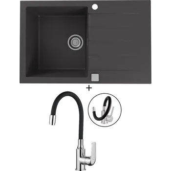 Granitový dřez Granitový dřez SET Alveus CADIT 20 black 91 + Kuchinox ELZA BKE 761 chrom/černá