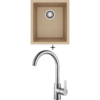 Granitový dřez Dřez pod desku SET Alveus OMNI 10 beige 55 + Alveus TONIA chrom