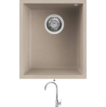 Granitový dřez Dřez pod desku SET Elleci QUADRA 100 UM G51 avena + Elleci C01 CADDY chrom