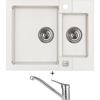 Granitový dřez Granitový dřez SET Alveus ROCK 80 white 11 + Alveus RIVIERA X chrom