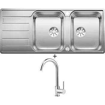 Nerezový dřez Nerezový dřez SET Blanco CLASSIMO 8 S-IF nerez kartáčovaný s excentrem PushControl 525332 + Deante ASTER 062 M chrom