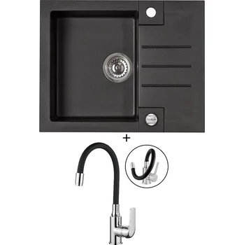 Granitový dřez Granitový dřez SET Alveus ROCK 30 black 91 + Kuchinox ELZA BKE 761 chrom/černá
