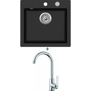 Granitový dřez SET Teka CLIVO 50 S-TQ 1B černá metalická + Teka IN 915 CR chrom