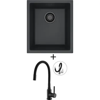 Granitový dřez Dřez pod desku SET Alveus OMNI 10 černá edice + Alveus MINTAS černá matná