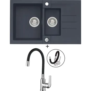 Granitový dřez Granitový dřez SET Alveus ROCK 70 twilight 05 + Kuchinox ELZA BKE 761 chrom/černá