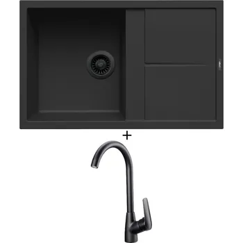 Granitový dřez Granitový dřez SET Elleci UNICO 300 černá edice + Deante NEO BORO BMO N62M černá matná
