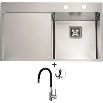 Nerezový dřez Nerezový dřez SET Alveus STYLUX 50 FS nerez odkap vlevo + Alveus MINTAS nerez/černá