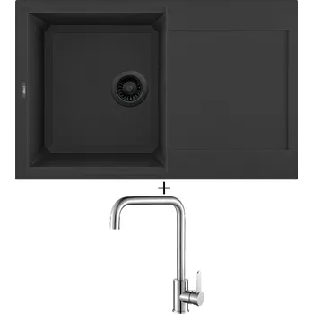 Granitový dřez Granitový dřez SET Elleci EASY 300 černá edice + Laveo BONA BAB 265D nerez