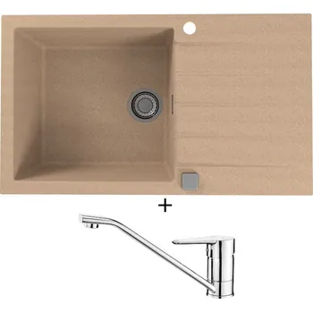 Granitový dřez Granitový dřez SET Alveus CADIT 40 beige 55 + Deante CORIO BFC 060M chrom