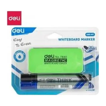 Set školních potřeb Marker suchościeralny 2mm 2szt + gąbka DELI