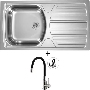 Nerezový dřez Nerezový dřez SET Alveus BASIC 170 tkaná struktura + Alveus MINTAS nerez/černá