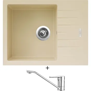 Kuchyňský dřez Granitový dřez SET Sinks PERFECTO 650 sahara + Deante CORIO BFC 060M chrom